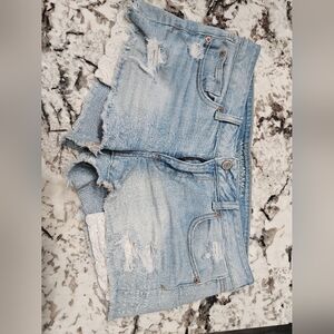 American Eagle Outfitters Light Wash Distressed Denim Shorts